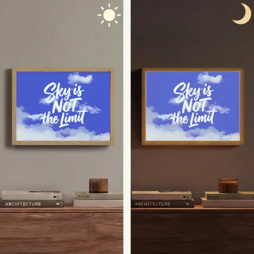 Sky is not the limit - Blauwe lucht - Wolken Light Box met batterij (Wandlamp) middel -sfeer3