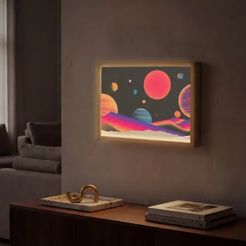 Hemel - Planeten - Felgekleurd Light Box met batterij (Wandlamp) middel -sfeer1