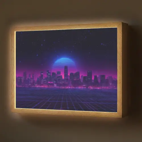 Skyline - Zon - Neon - Rasterpatroon Light Box met batterij (Wandlamp) middel -z3d_website