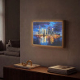 Skyline Toronto - Modern - Stadslicht - Blauw Light Box met batterij (Wandlamp) middel -sfeer1