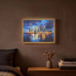 Skyline Toronto - Modern - Stadslicht - Blauw Light Box met batterij (Wandlamp) middel -sfeer4