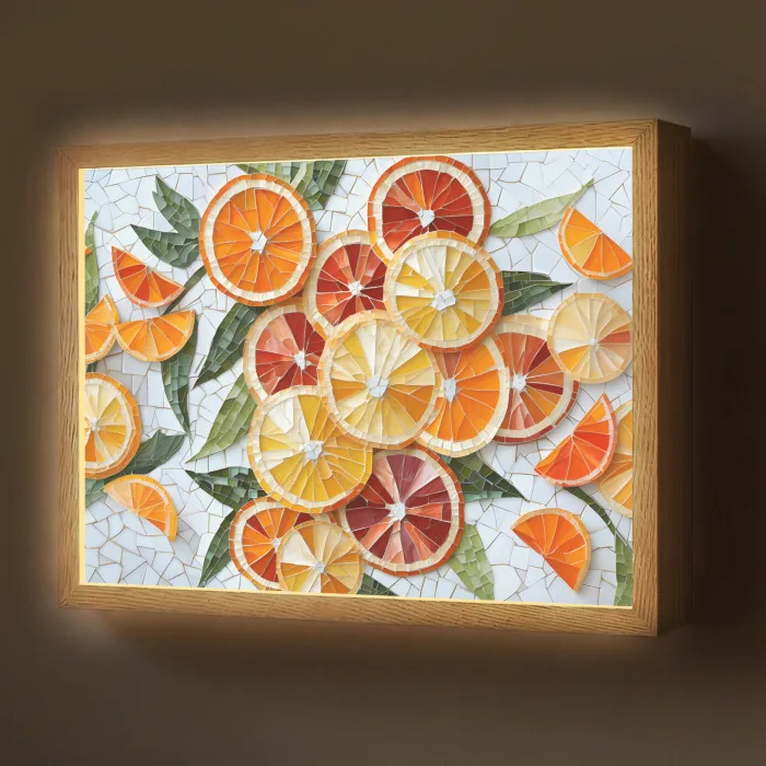 Schijfjes - Fruit - Oranje - Mozaïek Light Box met batterij (Wandlamp) middel -z3d_website