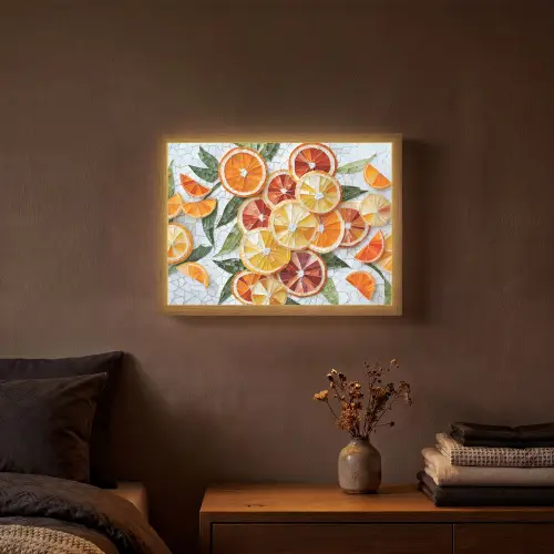 Schijfjes - Fruit - Oranje - Mozaïek Light Box met batterij (Wandlamp) middel -sfeer4