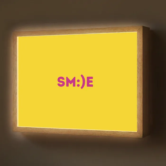 Smile - Roze - Geel Light Box met batterij (Wandlamp) middel -z3d_website