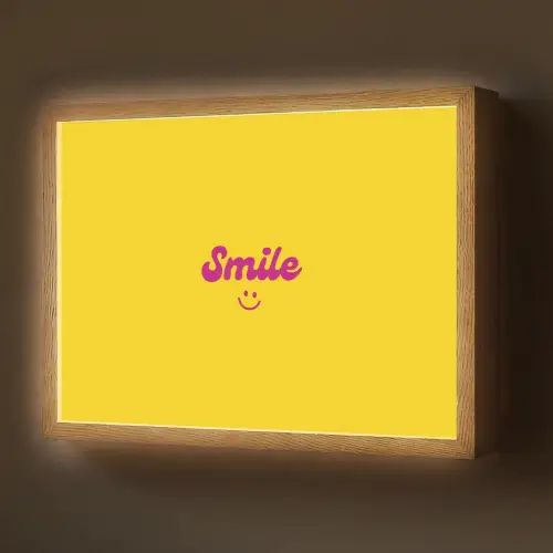 Smile - Geel - Roze Light Box met batterij (Wandlamp) middel -z3d_website