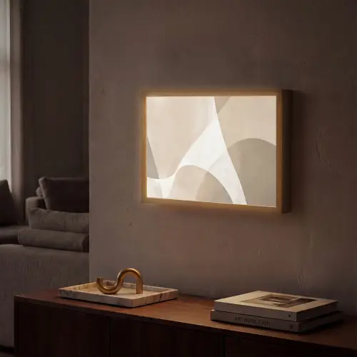 Vloeiende vlakken - Harmonieus - Golvend Light Box met batterij (Wandlamp) middel -sfeer1