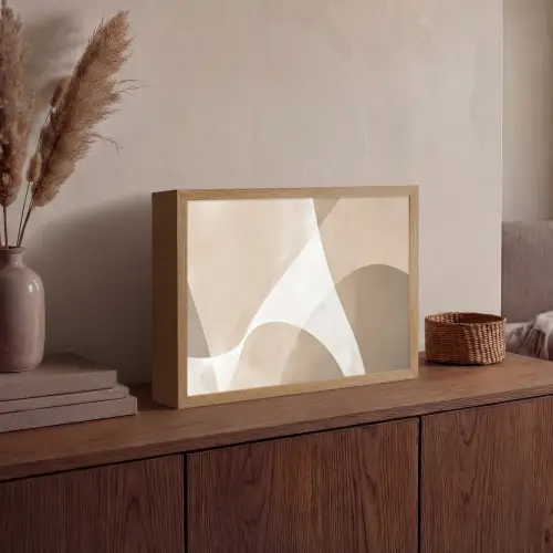 Vloeiende vlakken - Harmonieus - Golvend Light Box met batterij (Wandlamp) middel -sfeer2