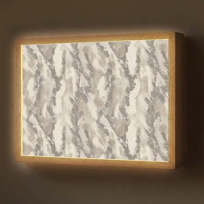 Slang - Patroon - Taupe Light Box met batterij (Wandlamp) middel 907 -z3d_website