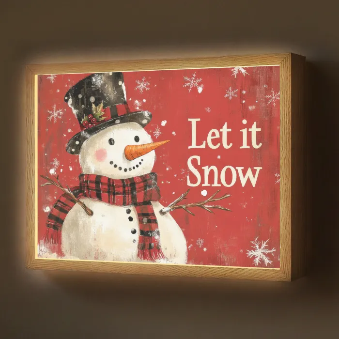 Sneeuwpret - Winter - Sneeuwpop Light Box met batterij (Wandlamp) middel -z3d_website