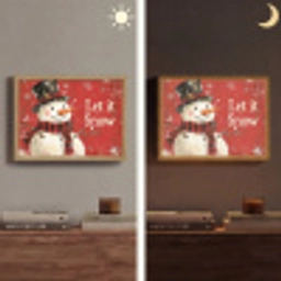 Sneeuwpret - Winter - Sneeuwpop Light Box met batterij (Wandlamp) middel -sfeer3