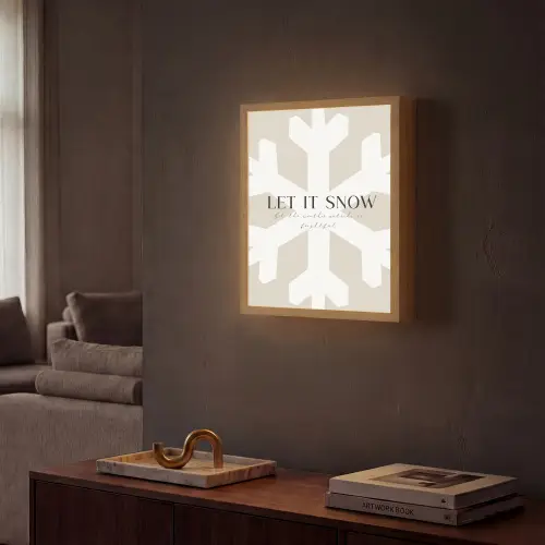 Sneeuw - Japandi - Winter - Decoratie Light Box met batterij (Wandlamp) middel -sfeer1