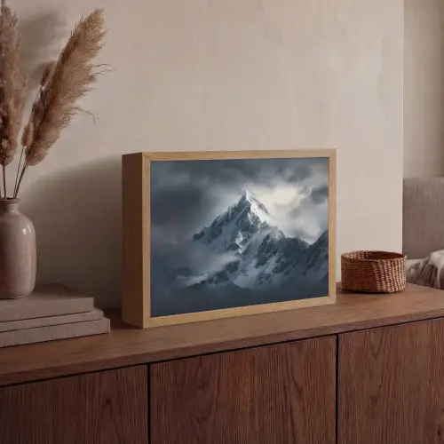 Sneeuw - Berg - Wolken Light Box met batterij (Wandlamp) middel -sfeer2