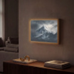 Sneeuw - Berg - Wolken Light Box met batterij (Wandlamp) middel -sfeer1