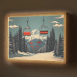 Sneeuw - Skilift - Rood - Bomen Light Box met batterij (Wandlamp) middel -z3d_website