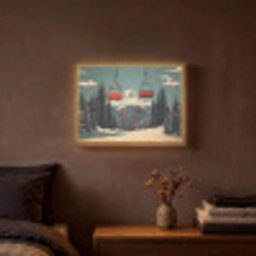 Sneeuw - Skilift - Rood - Bomen Light Box met batterij (Wandlamp) middel -sfeer4