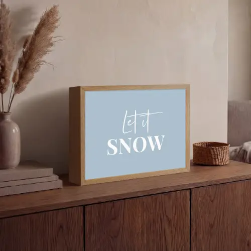 Sneeuw - Winter - Blauw - Let it snow Light Box met batterij (Wandlamp) middel -sfeer2