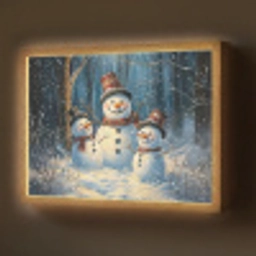 Sneeuwpop - Sneeuw - Winter - Bos Light Box met batterij (Wandlamp) middel -z3d_website