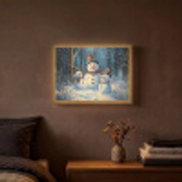 Sneeuwpop - Sneeuw - Winter - Bos Light Box met batterij (Wandlamp) middel -sfeer4