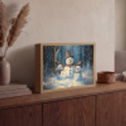 Sneeuwpop - Sneeuw - Winter - Bos Light Box met batterij (Wandlamp) middel -sfeer2