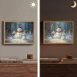 Sneeuwpop - Sneeuw - Winter - Bos Light Box met batterij (Wandlamp) middel -sfeer3