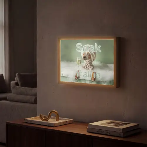 Soak it all in - Hond - Bad Light Box met batterij (Wandlamp) middel -sfeer1