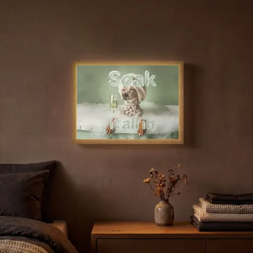 Soak it all in - Hond - Bad Light Box met batterij (Wandlamp) middel -sfeer4