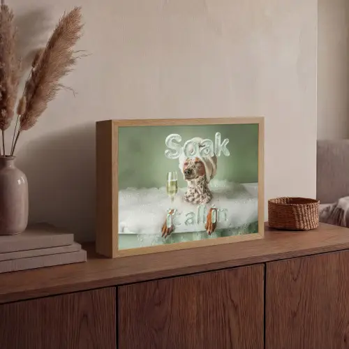 Soak it all in - Hond - Bad Light Box met batterij (Wandlamp) middel -sfeer2