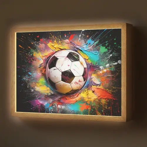 Voetbal - Verf - Kleuren - Zwart - Wit Light Box met batterij (Wandlamp) middel -z3d_website