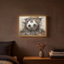 Voetbal - Muur - Zwart - Wit Light Box met batterij (Wandlamp) middel -sfeer4
