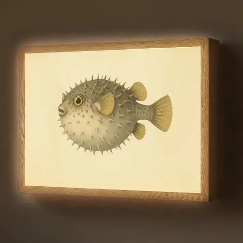 Stekels - Vis - Opgeblazen - Bruin Light Box met batterij (Wandlamp) middel -z3d_website