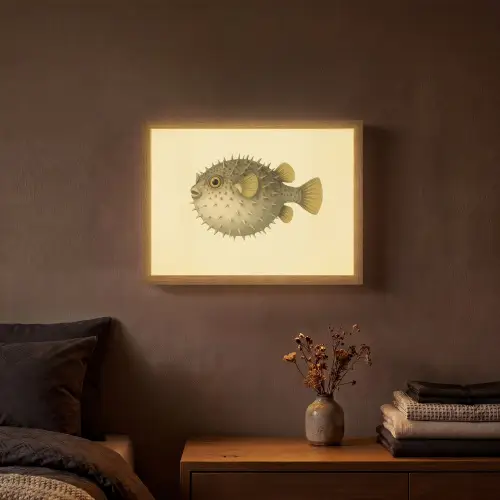 Stekels - Vis - Opgeblazen - Bruin Light Box met batterij (Wandlamp) middel -sfeer4