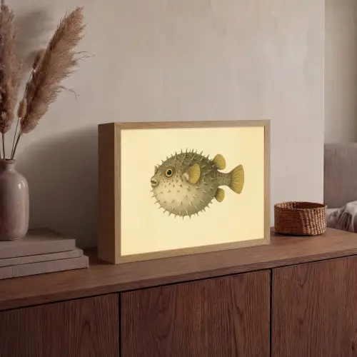 Stekels - Vis - Opgeblazen - Bruin Light Box met batterij (Wandlamp) middel -sfeer2