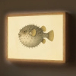 Stekels - Vis - Opgeblazen - Bruin Light Box met batterij (Wandlamp) middel -z3d_website
