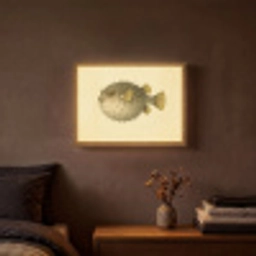 Stekels - Vis - Opgeblazen - Bruin Light Box met batterij (Wandlamp) middel -sfeer4