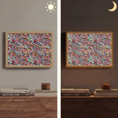 Spat - Abstract - Waterverf - Multi Light Box met batterij (Wandlamp) middel 907 -sfeer3