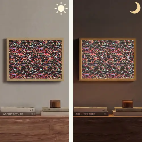 Spat - Abstract - Waterverf - Zacht Light Box met batterij (Wandlamp) middel 907 -sfeer3