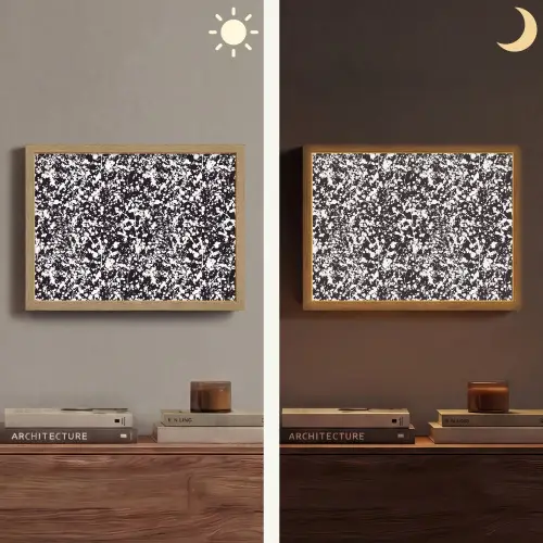 Spat - Stippen - Zwart - Wit Light Box met batterij (Wandlamp) middel 907 -sfeer3