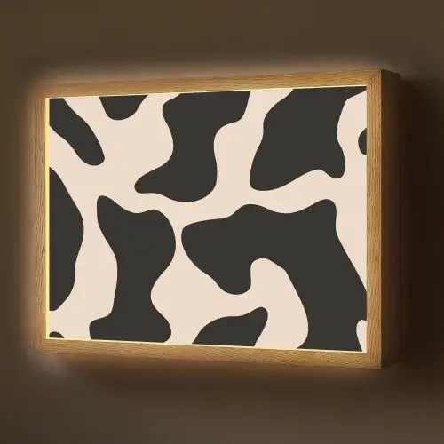 Vlekkenpatroon - Koe - Beige Light Box met batterij (Wandlamp) middel -z3d_website
