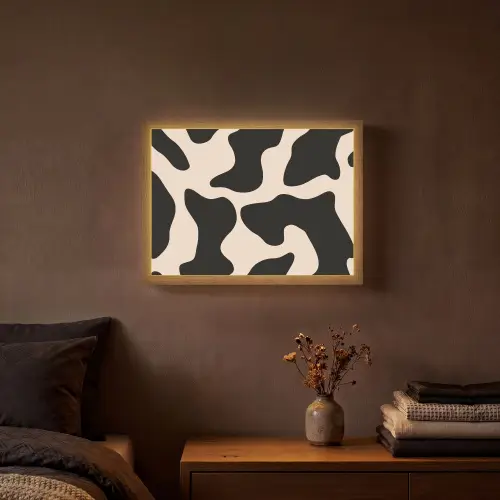 Vlekkenpatroon - Koe - Beige Light Box met batterij (Wandlamp) middel -sfeer4