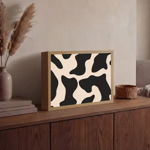 Vlekkenpatroon - Koe - Beige Light Box met batterij (Wandlamp) middel -sfeer2