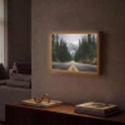 Sparrenbos - Weg - Bergen - Sneeuw Light Box met batterij (Wandlamp) middel -sfeer1