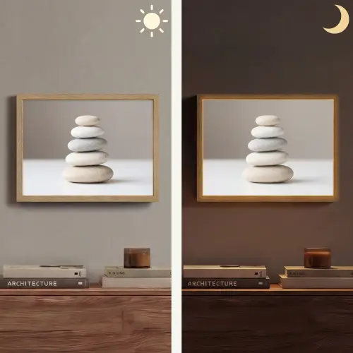 Gestapelde - Stenen - Grijs Light Box met batterij (Wandlamp) middel -sfeer3