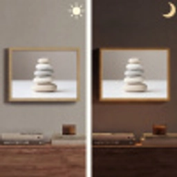 Gestapelde - Stenen - Grijs Light Box met batterij (Wandlamp) middel -sfeer3