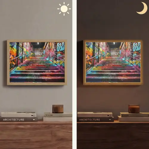 Trap - Graffiti - Kleuren - Kunst Light Box met batterij (Wandlamp) middel -sfeer3