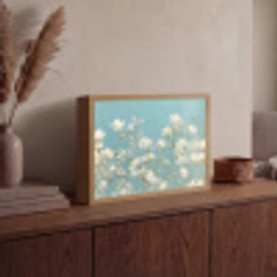 Stängel – Blumen – Luft – Weiß Light Box met batterij (Wandlamp) middel -sfeer2