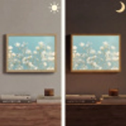 Stängel – Blumen – Luft – Weiß Light Box met batterij (Wandlamp) middel -sfeer3