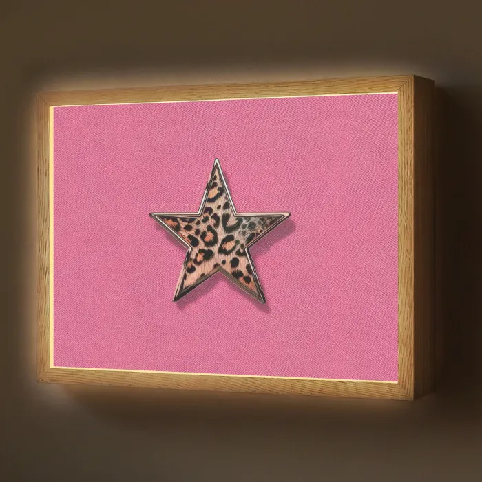 Ster - Luipaard - Print - Roze Light Box met batterij (Wandlamp) middel -z3d_website