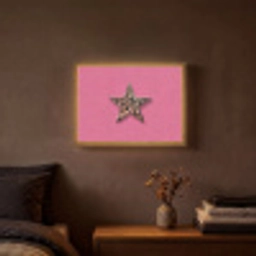 Ster - Luipaard - Print - Roze Light Box met batterij (Wandlamp) middel -sfeer4