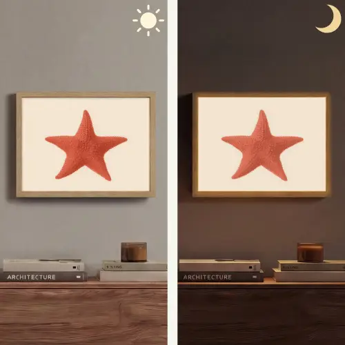 Zeester - Bobbels - Rood Light Box met batterij (Wandlamp) middel -sfeer3