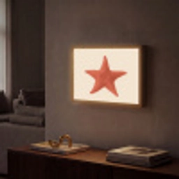 Zeester - Bobbels - Rood Light Box met batterij (Wandlamp) middel -sfeer1
